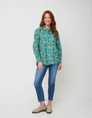Good Boyfriend Shirt - Mira Floral Teal