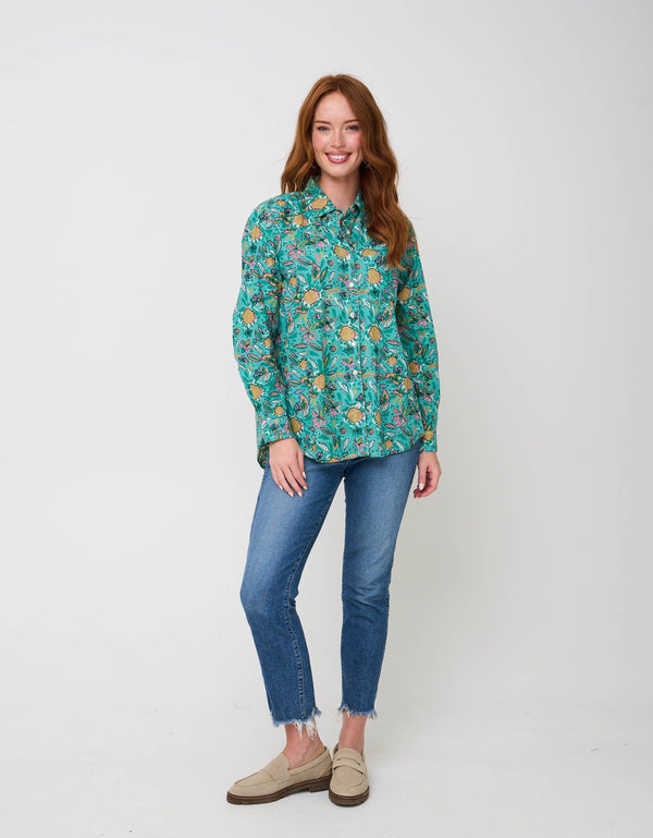 Good Boyfriend Shirt - Mira Floral Teal