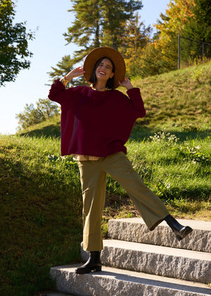 Nantucket Boxy Recycled Cashmere Sweater - Bordeaux