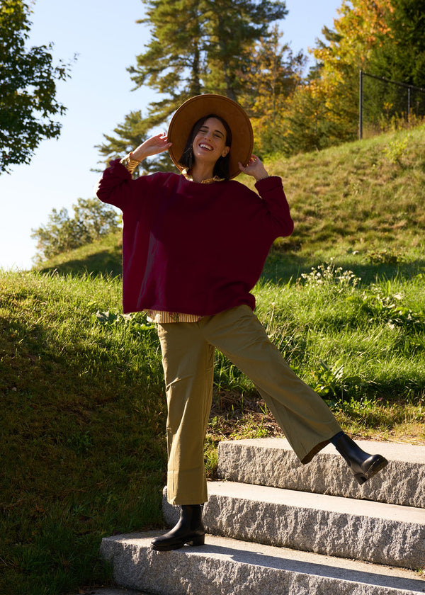 Nantucket Boxy Recycled Cashmere Sweater - Bordeaux