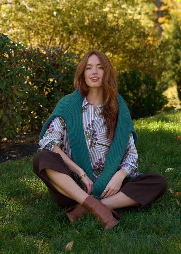 Montauk Shaker Recycled Cashmere Sweater - French Teal