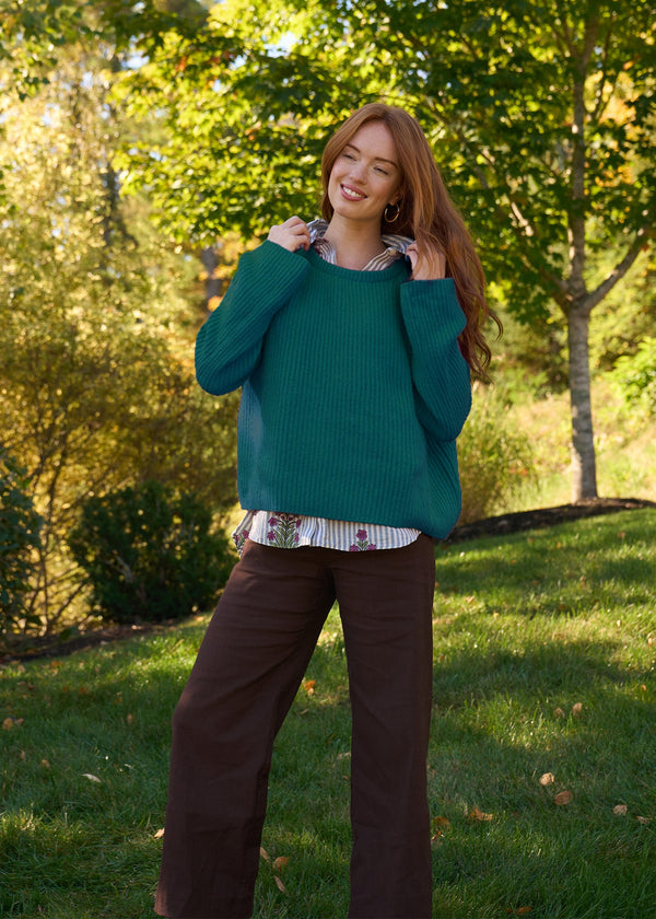 Montauk Shaker Recycled Cashmere Sweater - French Teal