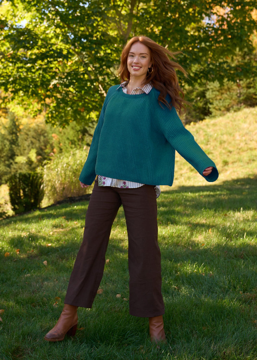 Montauk Shaker Recycled Cashmere Sweater - French Teal