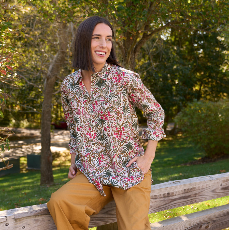 Good Boyfriend Shirt - Monarch Botanical Ecru