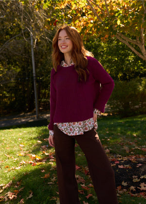 Montauk Shaker Recycled Cashmere Sweater - Bordeaux