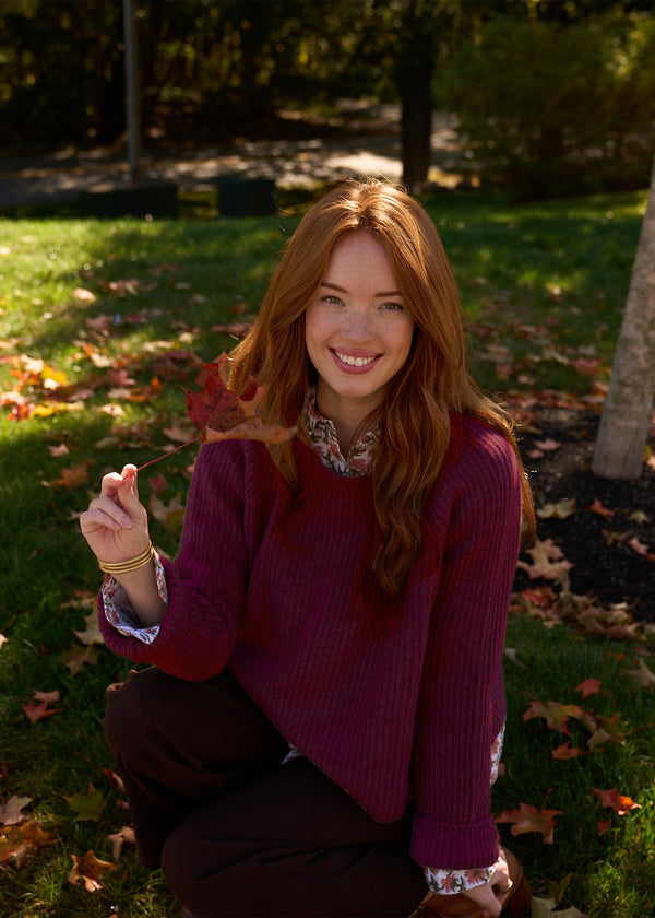 Montauk Shaker Recycled Cashmere Sweater - Bordeaux