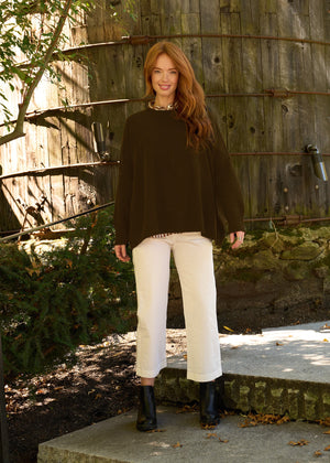 Nantucket Boxy Recycled Cashmere Sweater - Chocolate