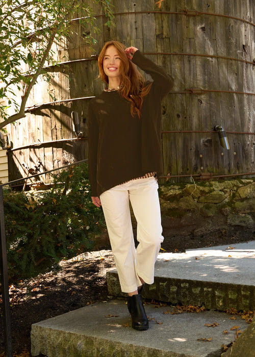 Nantucket Boxy Recycled Cashmere Sweater - Chocolate