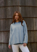 Nantucket Boxy Recycled Cashmere Sweater - Ice Blue