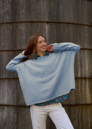 Nantucket Boxy Recycled Cashmere Sweater - Ice Blue
