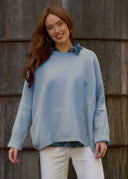 Nantucket Boxy Recycled Cashmere Sweater - Ice Blue