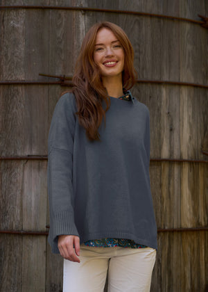 Nantucket Boxy Recycled Cashmere Sweater - Charcoal