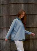 Nantucket Boxy Recycled Cashmere Sweater - Ice Blue