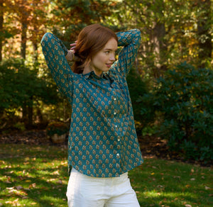 Good Boyfriend Shirt - Rockport Floral French Teal
