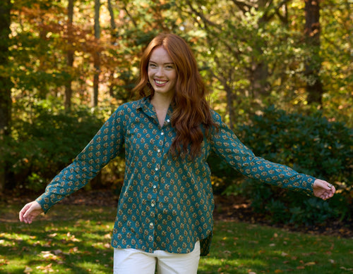 Good Boyfriend Shirt - Rockport Floral French Teal