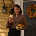 Good Girlfriend Shirt with Ruffle Trim Pinecone