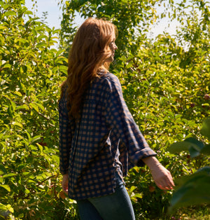 Relaxed Boyfriend Shirt - Gingham Picnic Overdye Milk Chocolate