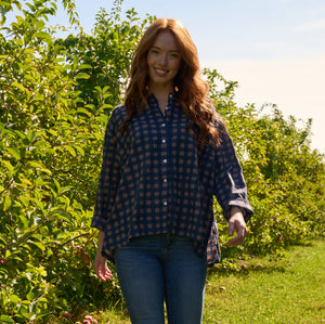 Relaxed Boyfriend Shirt - Gingham Picnic Overdye Milk Chocolate