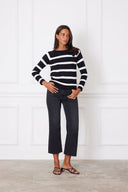 Stripe Sloane Crewneck in Black