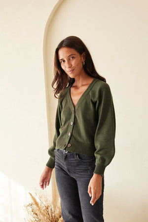 Greta Cardigan in Forest Green