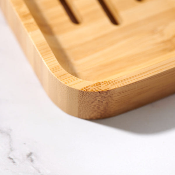 Curved Rectangular Bamboo Soap Dish