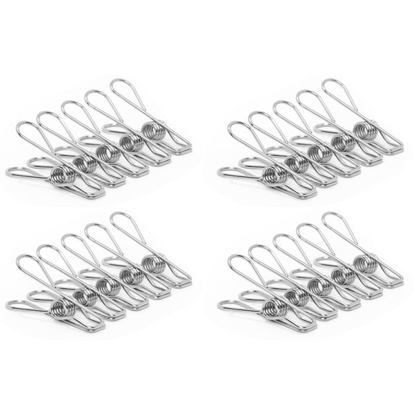 20 Stainless Steel Clothes Peg Clips in Cotton Bag
