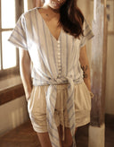 DARA Handwoven Cotton Cap Sleeve Shirt, in Riviera Blue