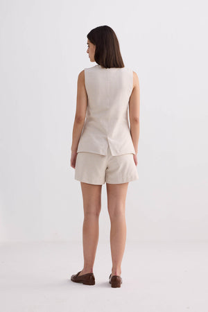 Cotton Tweed Shorts in Cream