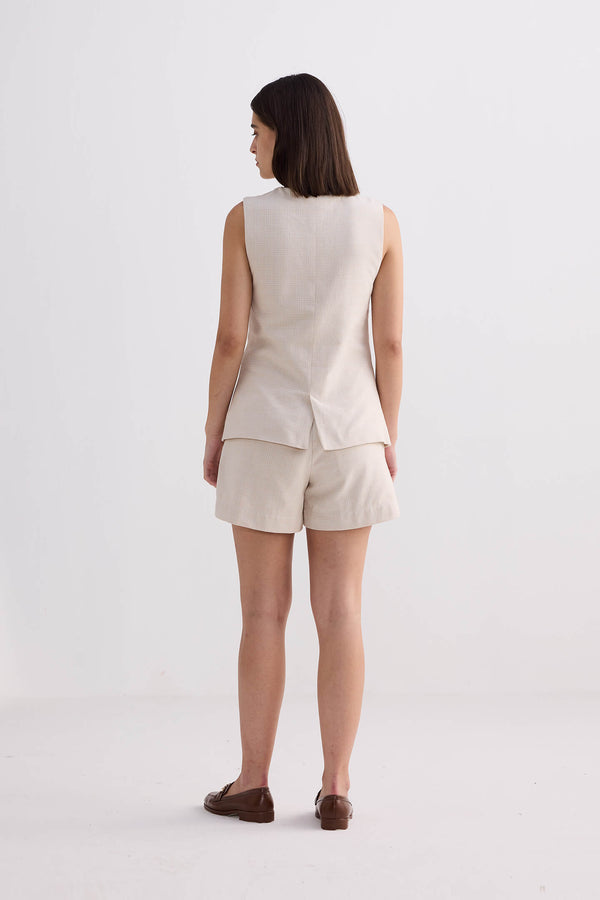 Cotton Tweed Shorts in Cream