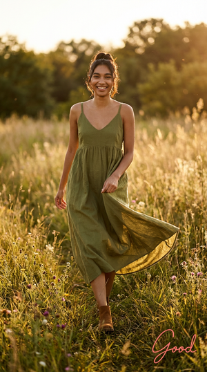 Hamptons Linen Dress - Olive