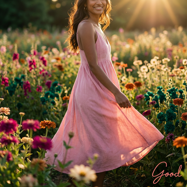 Hamptons Linen Dress - Tickled Pink