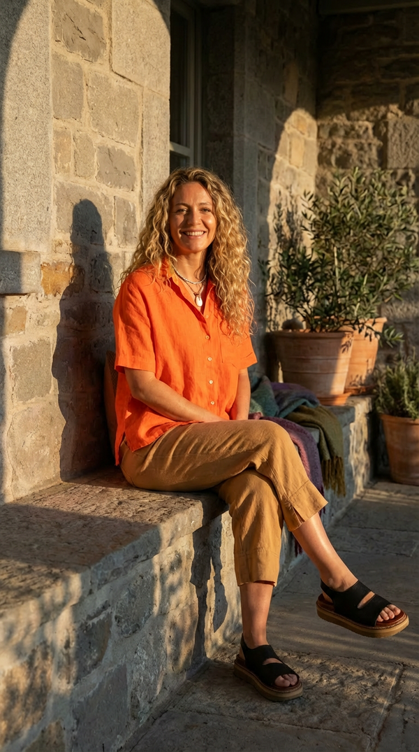 Good Boyfriend Linen Short Sleeve Shirt - Papaya