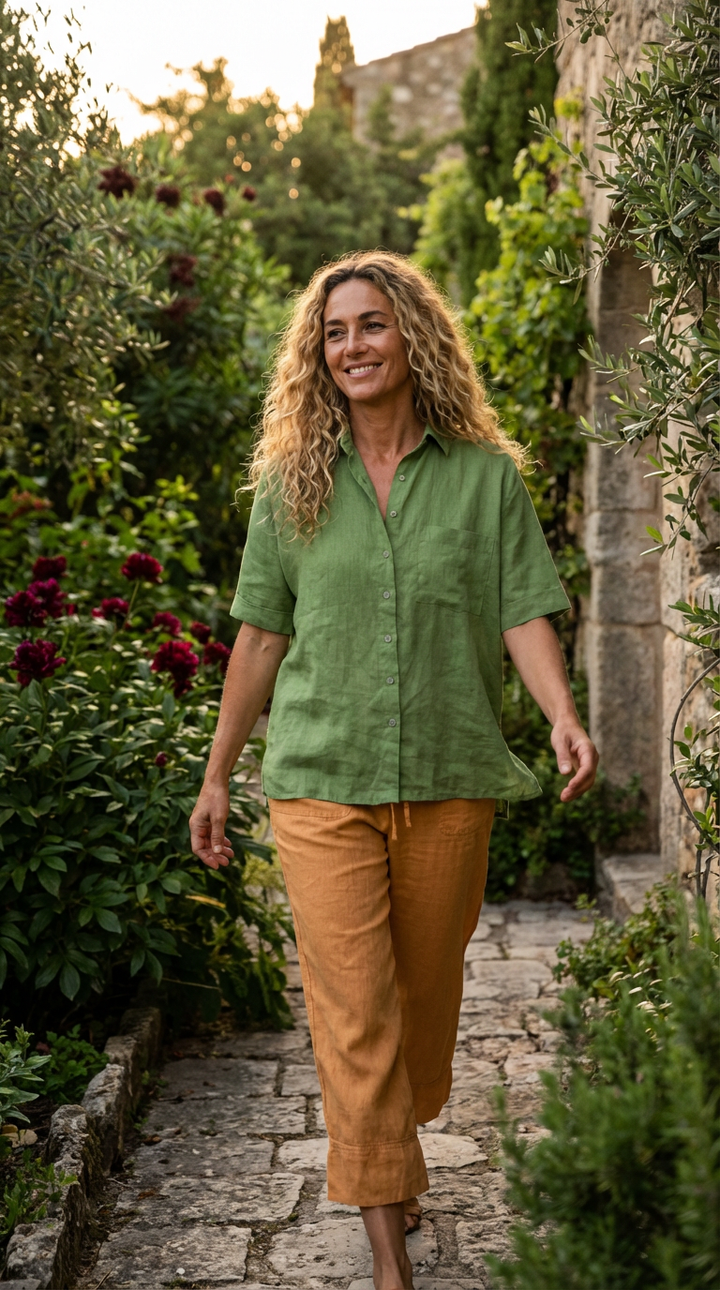 Good Boyfriend Linen Short Sleeve Shirt - Olive