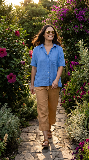 Good Boyfriend Linen Short Sleeve Shirt - Bluebird