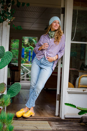 Relaxed Boyfriend Shirt Messy Dot - Lavender Overdye