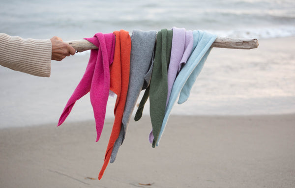 Newport Triangle Recycled Cashmere Scarf - Ice Blue