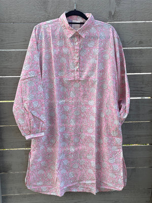 Good Boyfriend ShirtDress - Floral Escape Tickled Pink/Olive