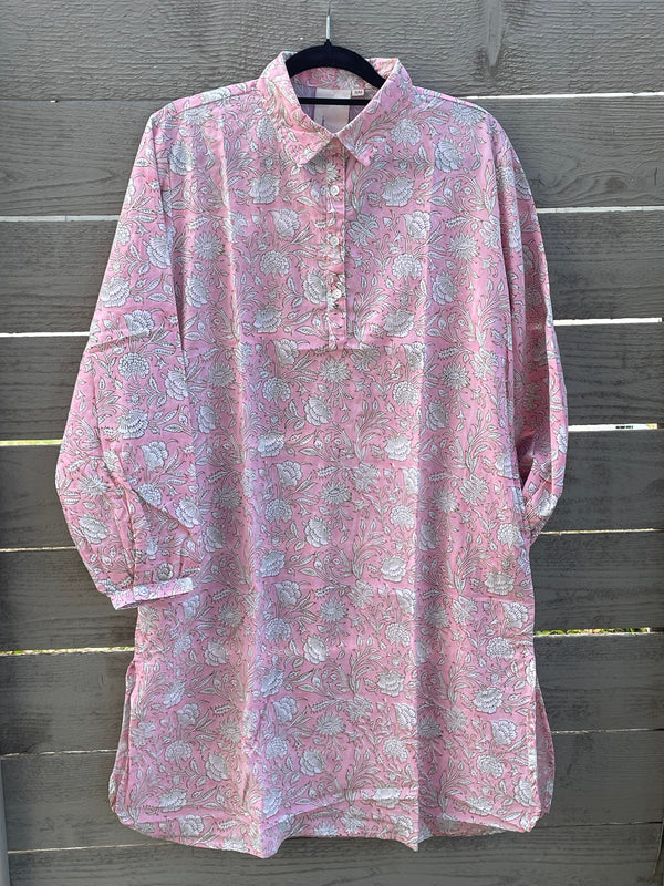 Good Boyfriend ShirtDress - Floral Escape Tickled Pink/Olive
