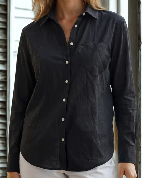 Good Boyfriend Shirt with Heart Pocket Black