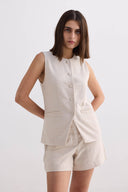 Cotton Tweed Shorts in Cream