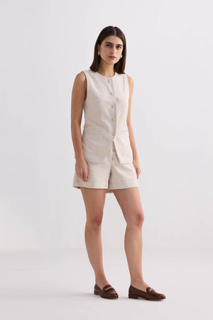 Cotton Tweed Shorts in Cream