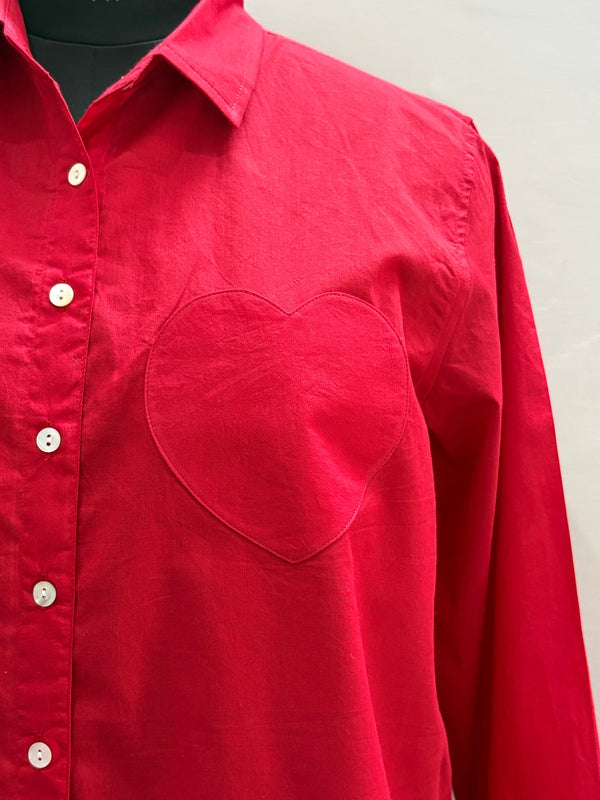 Good Boyfriend Shirt with Heart Pocket Cherry Red