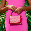 AIRMAIL Mini Crochet Handbag In Pink & Red