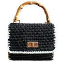 AIRMAIL Mini Crochet Handbag In Black & White