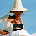 AIRMAIL Mini Crochet Handbag In Black & White