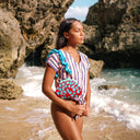 ARNOLDI ARIELA Hand-beaded Clutch Bag In Red & Turquoise Blue