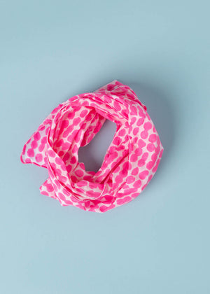 Scarf - Messy Dot Square Neon Pink