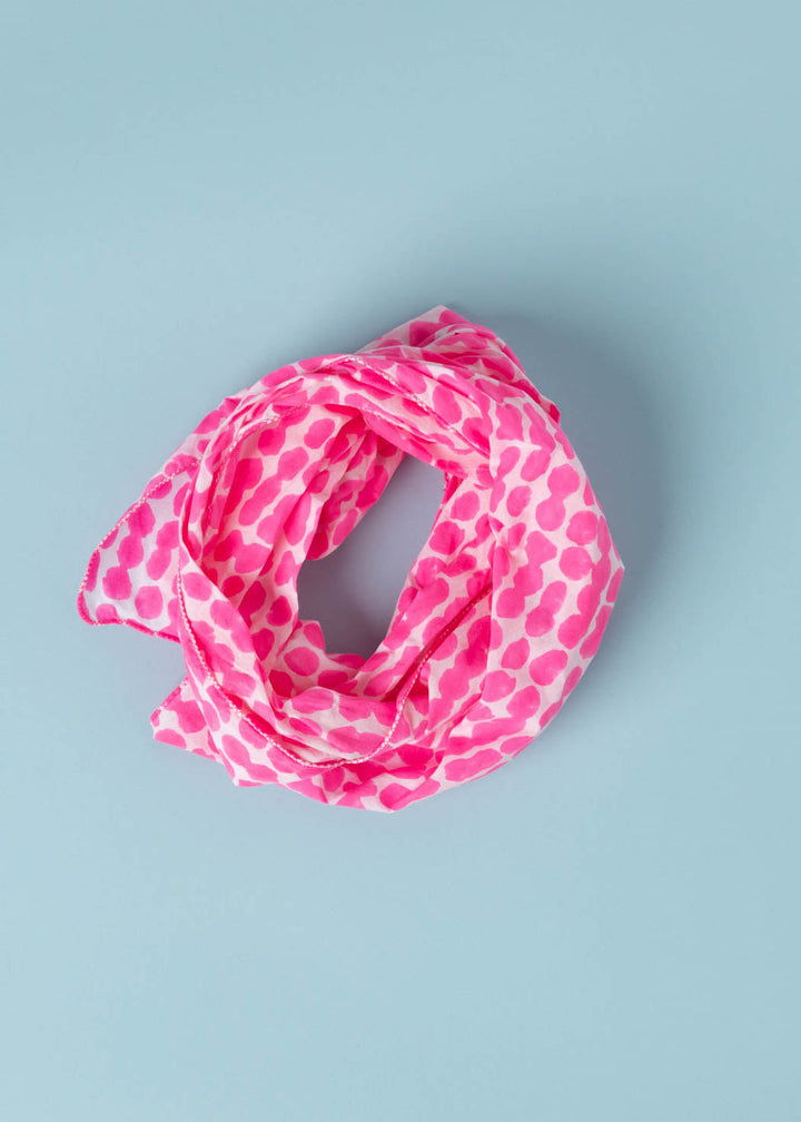 Scarf - Messy Dot Square Neon Pink