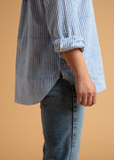 Good Boyfriend Shirt - Menswear Stripe Coastal Blue