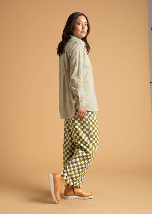 Good Boyfriend Shirt - Menswear Stripe Olive Oil